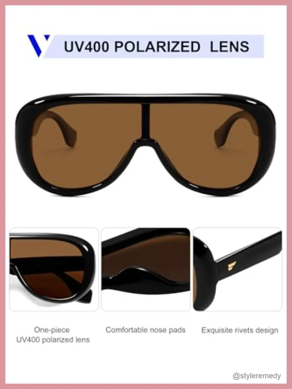 Oversized Aviator Square Sunglasses Polarized UV400 Unisex Retro Futuristic